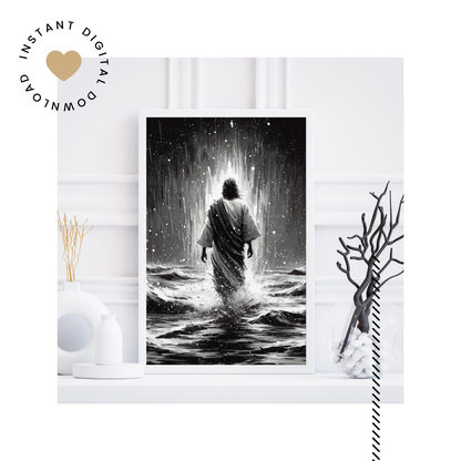 JESUS WALKING ON WATER - DIGITAL WALL ART