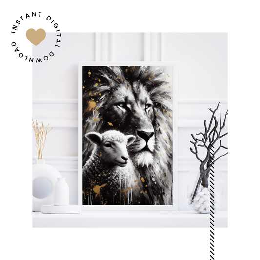 THE LION OF JUDAH AND THE LAMB - DIGITAL WALL ART