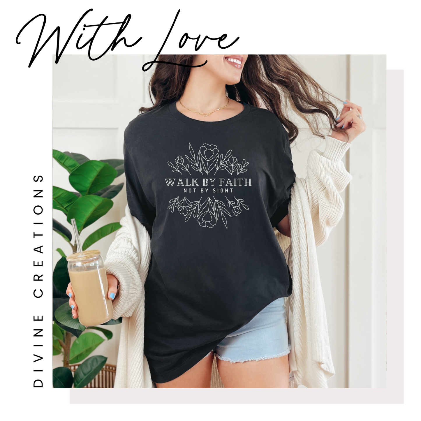 WALK BY FAITH NOT BY SIGHT - BELLA & CANVAS SOLID GREY CREW NECK T- SHIRT