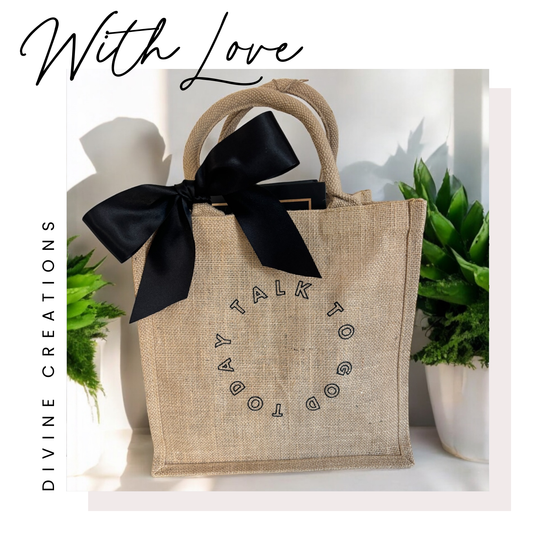 TALK TO GOD TODAY - MIDI JUTE TOTE BAG