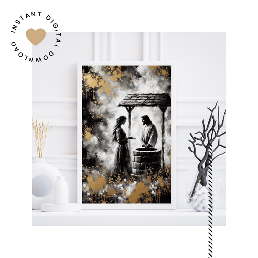 WOMAN AT THE WELL WITH JESUS - DIGITAL WALL ART