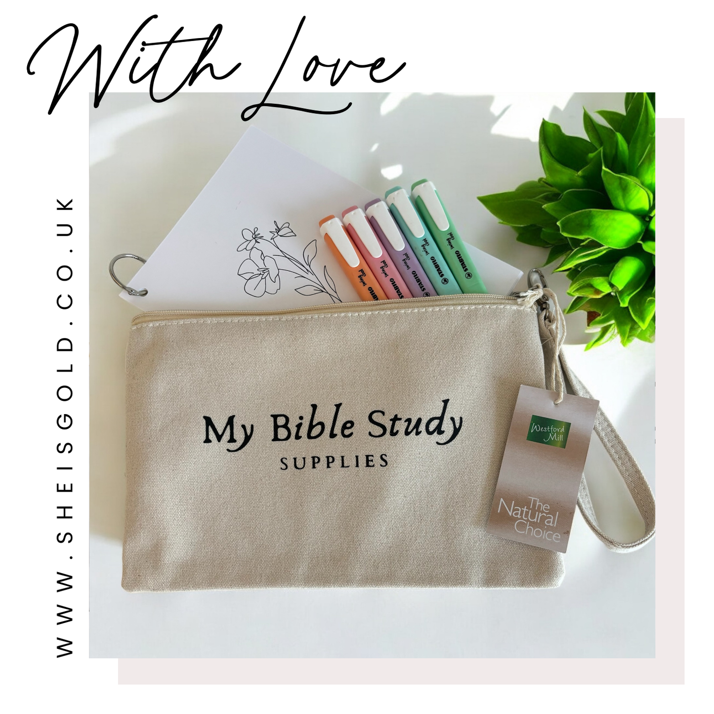 MY BIBLE STUDY SUPPLIES - CANVAS WRISTLET POUCH